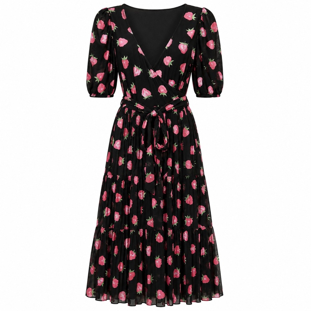 BlackMilk Strawberry Wrap Maxi Dress Women Small Coquette Cottagecore Whimsical